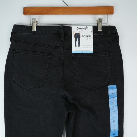 Seven7 Skinny Jeans Womens 10 (32x28.5) Black High Rise Stretch Denim Tight Pant - Picture 4 of 12